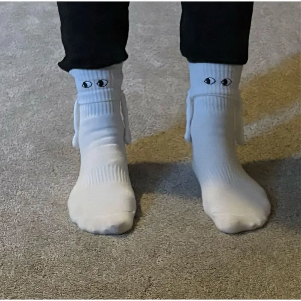 Two Pairs of eyes and ears or hands ladies white socks size 7-9
